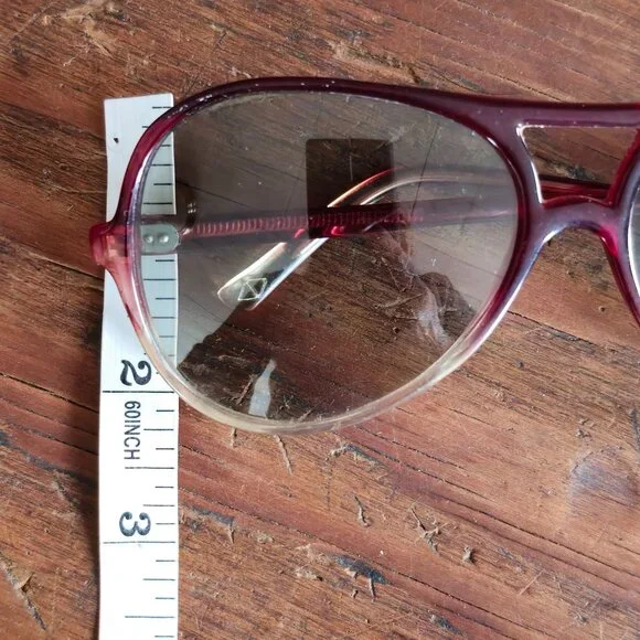 VTG Aviator Sunglasses Gradient Red Frame Oversized Brown Lens Luxury Style - Picture 15 of 15